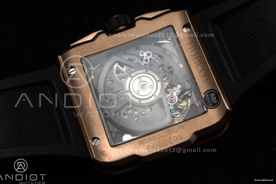 Unico on Dial Rubber Skeleton Bezel Square 42mm Black Affordable A Ceramic 1116 RG 1:1 BBF Bang Best Strap Edition 0107